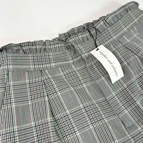 Cupcakes And Cashmere Pants 10 Womens Gray Checkered Mid-Rise Straight-Leg NWT - Picture 3 of 12